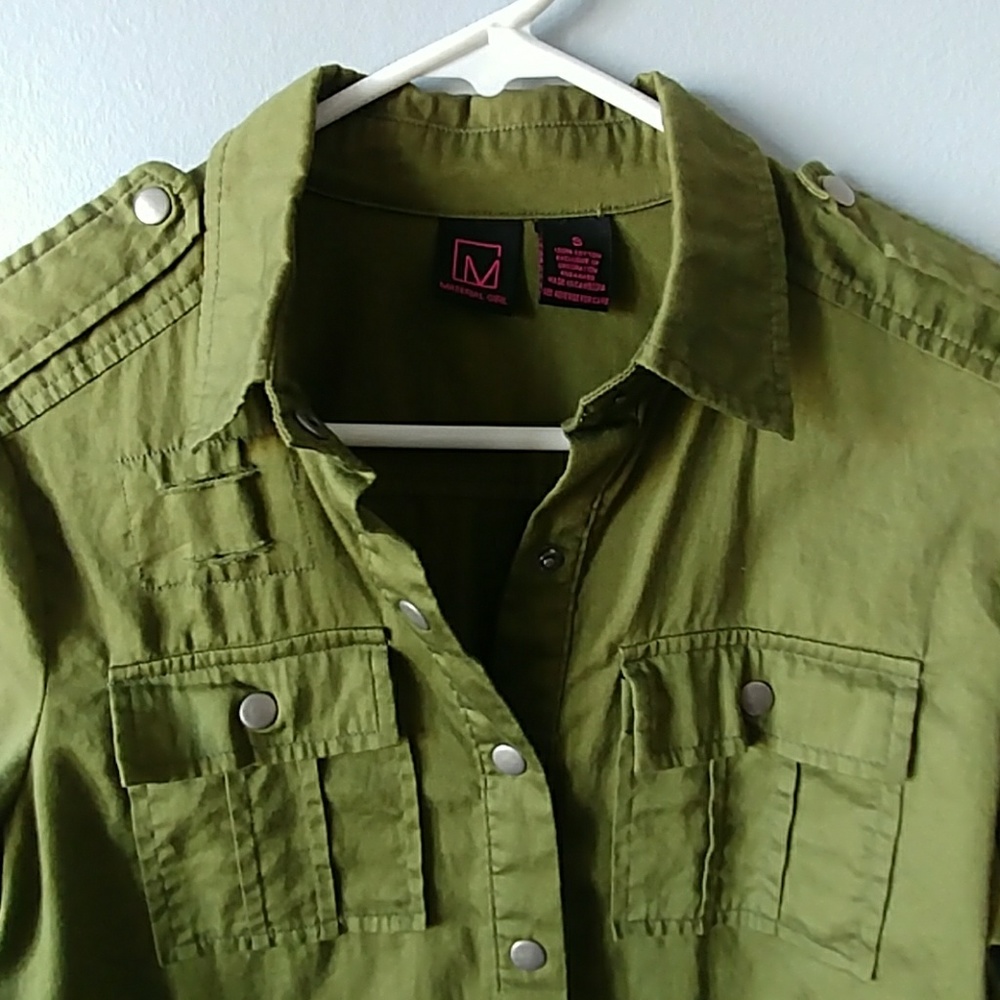 Olive Button Up - Picture 2 of 7